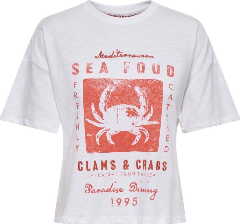 Only - Onlbone S/S Dining To Box JRS - T-shirt - Kleur - Materiaal