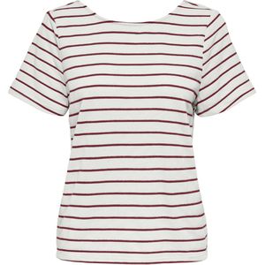 ONLY - ONLJANA - T-shirt - Kastanjebruin/Wit - Gestreept