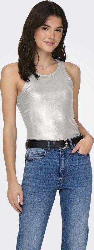 Only - Onlsol Life S/l Glitter Rib Top - Cloud Dancer - 95% Gerecycled Polyester