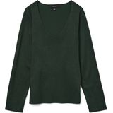 VERO MODA Dames gebreide trui loose fit V-hals lange mouwen geribbelde manchetten, Pine Grove, XS
