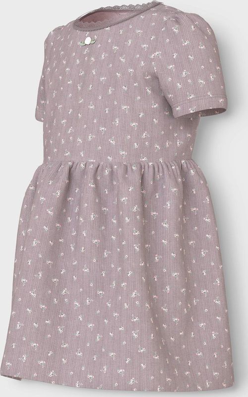 Jurk - All-Over Print - Ronde Hals - Korte Pofmouwen