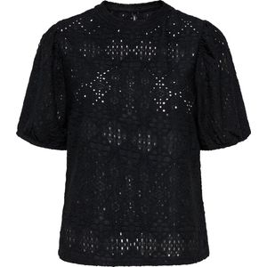 ONLY - ONLLUZ - Blouse - Zwart - Normale Pasvorm - Halve Mouw
