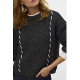 Vero - Oda Vlina Ls O-neck Handstitch Pullover - Donkergrijs - Gebreide Trui