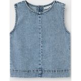 Denim - Top - Mouwloos - Regular Fit - Knoopsluiting - Ronde Hals