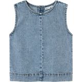 Denim - Top - Mouwloos - Regular Fit - Knoopsluiting - Ronde Hals