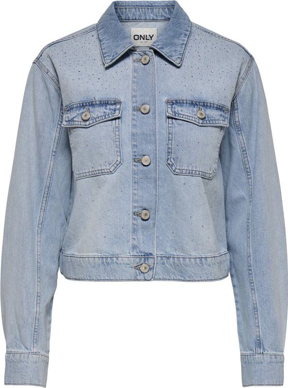 Denim Jas - Blauw - Gespreide Kraag - Knoopsluiting - Borstzakken