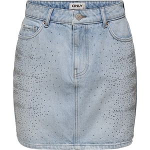 Spijkerrok - Denim - Kort - Met Riemlussen en Strass Steentjes
