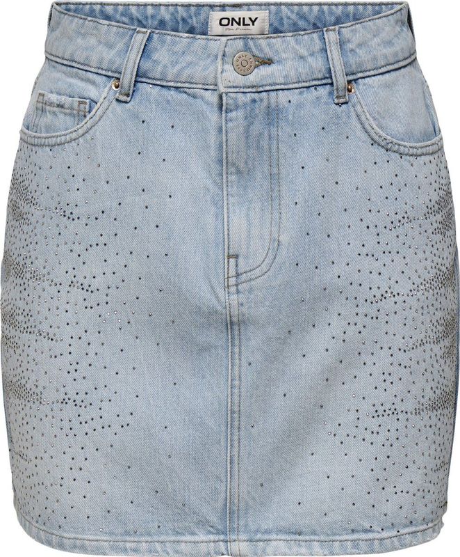 Spijkerrok - Denim - Kort - Met Riemlussen en Strass Steentjes