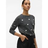 Vero Moda - Vmdoffy Intarsia Ls O-nck - Trui - Grijs - Dames