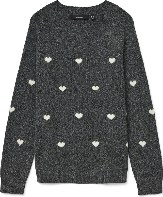 Vero Moda - Vmdoffy Intarsia Ls O-nck - Trui - Grijs - Dames