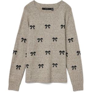 Vero Moda - Vmdoffy Intarsia Ls O-nck - Trui - Grijs - Dames