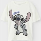 Name It - Nkfakun Stitch Ss Nreg Top Box Wdi - T-shirt - Cloud Dancer - Kinderen - Normale Pasvorm