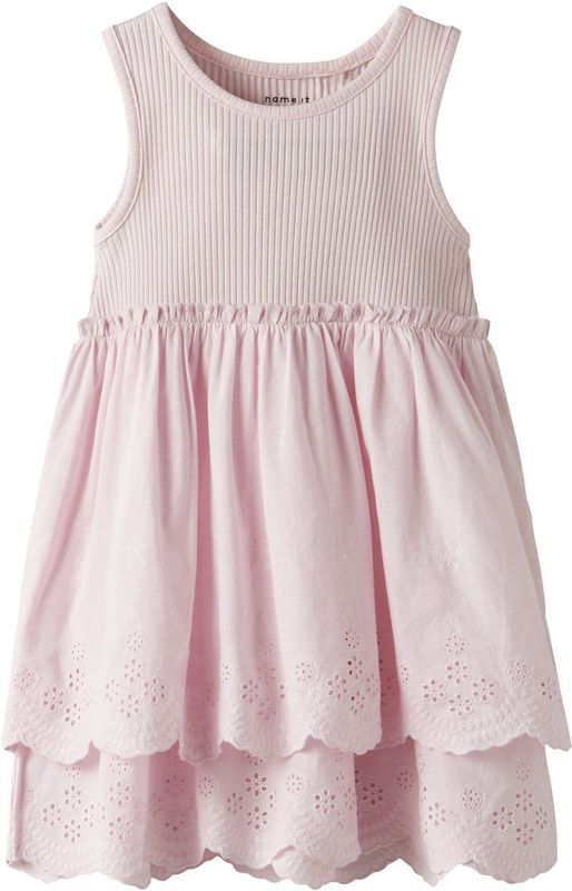 NAME IT - NMFFILONE - Jurk - Groen/Rosa - Mouwloos - Knielengte