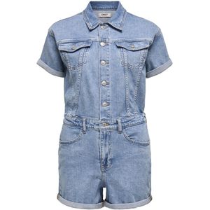 Only - Denim Jumpsuit - Lichtblauw - Katoen - Casual Pasvorm