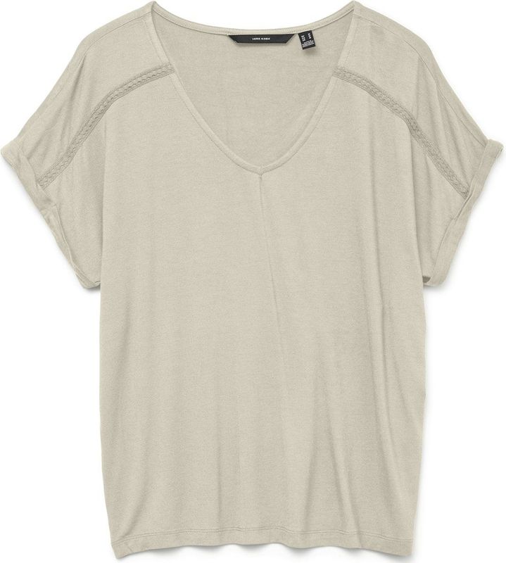 Vmvanessa - Top - V-Hals - Korte Mouwen - Relaxed Fit - Kanten Detail