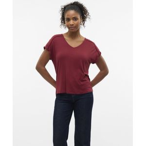 Top - Kanten Detail - V-Hals - Korte Mouwen - Relaxed Fit