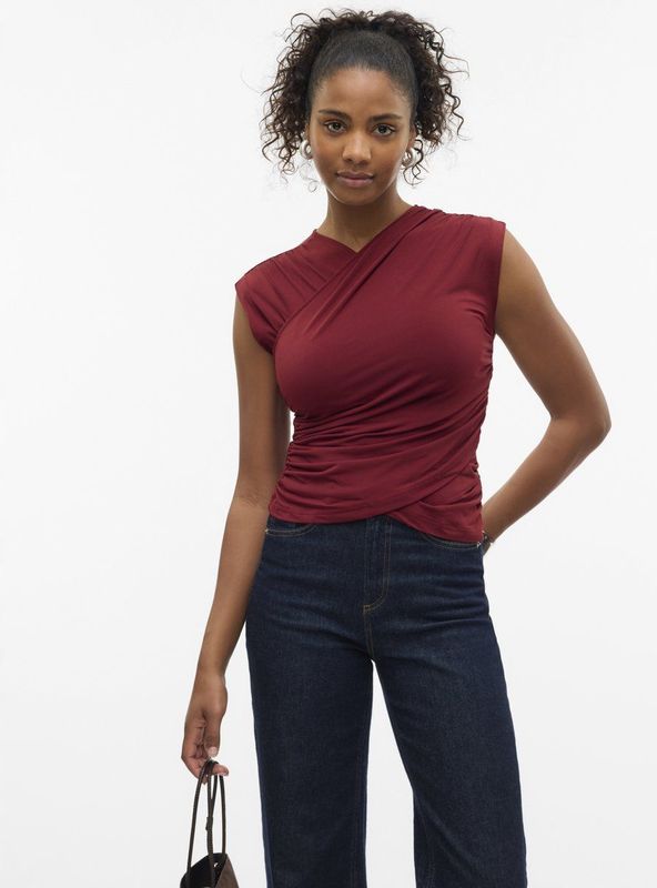 Vero Moda - Vmdaisy Sl V-neck Top - Syrah - Dames Blousetop