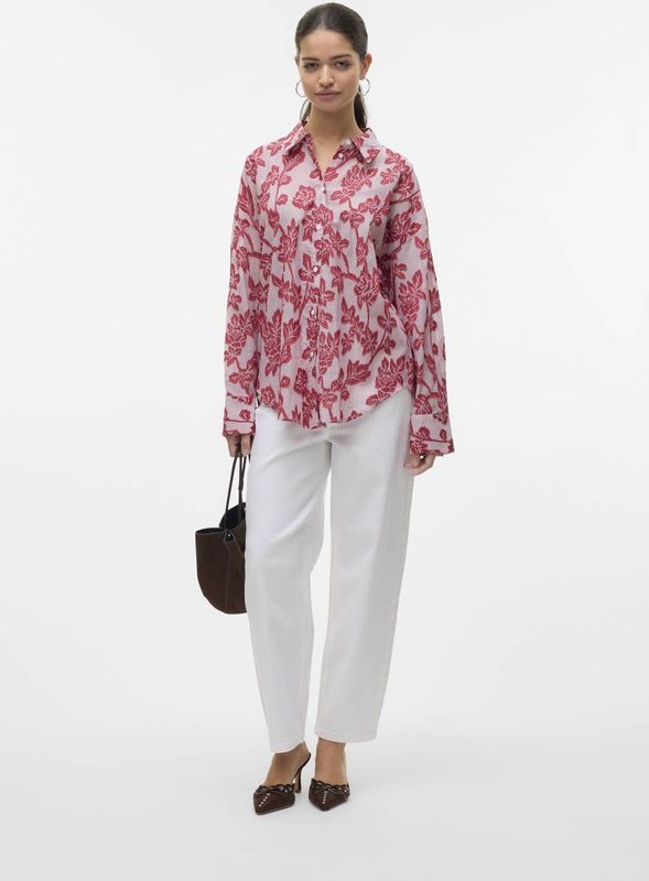 Vero Moda Blouse Vmfrankie Ls Shirt Wvn 10329446 Karanda Red/white Stripes Dames Maat - M