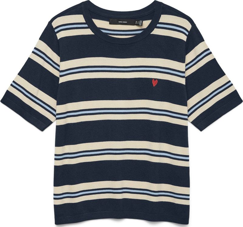 VERO MODA - VMCARMELIA - Trui - Crème/Navy/Lichtblauw