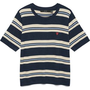 VERO MODA - VMCARMELIA - Gebreide Trui - Crème - Navy - Lichtblauw
