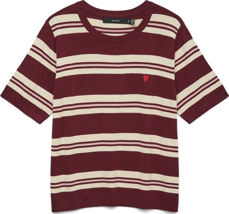 VERO MODA - VMCARMELIA - Gebreide Trui - Lichtroze / Karmijnrood / Wit