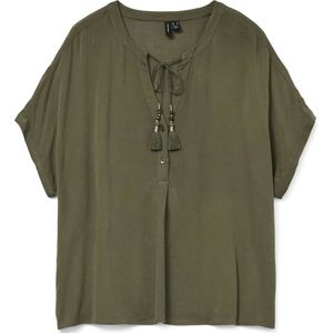 Blouse - Effen - Viscose - Wijde Pasvorm - Halve Mouw