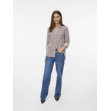 VERO MODA - Gestreept Hemd - Bordeaux - Viscose - Lange Mouwen
