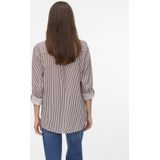 VERO MODA - Gestreept Hemd - Bordeaux - Viscose - Lange Mouwen