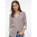 VERO MODA - Gestreept Hemd - Bordeaux - Viscose - Lange Mouwen
