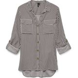 VERO MODA - Gestreept Hemd - Bordeaux - Viscose - Lange Mouwen