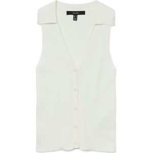 Gebreide Pullover - V-Hals - Mouwloos - Knoop Detail - Regular Fit