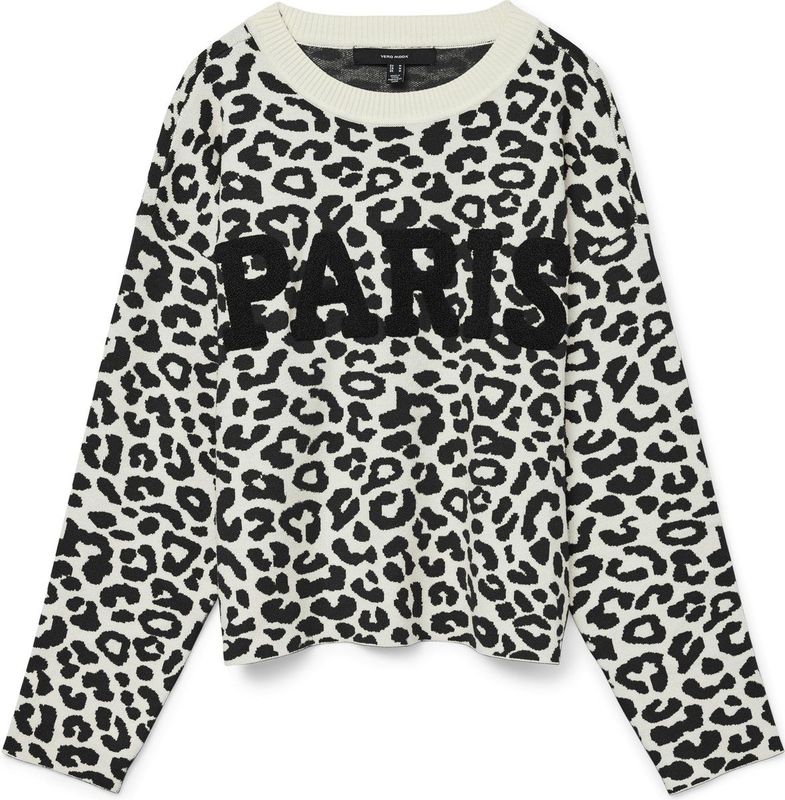 Jdy Jdylorraine Animal Pullover Knt Noos Dames Trui - Cement Black Leopard Spots