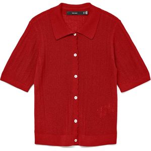 VERO MODA - Gebreid Vest - Rood - Katoen