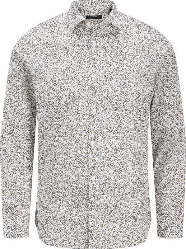 Jack & Jones - JPRBLABLACKPOOL STRETCH AOP LS SHIRT - Overhemd - Wit - Slim Fit