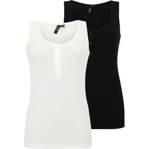 Top - U-Hals - Mouwloos - Knoop Detail - 2-Pack - Bodycon Fit