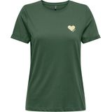 Only - Onlkita Life Top - T-shirt - Pineneedle/Gold Glitt - 100% Katoen