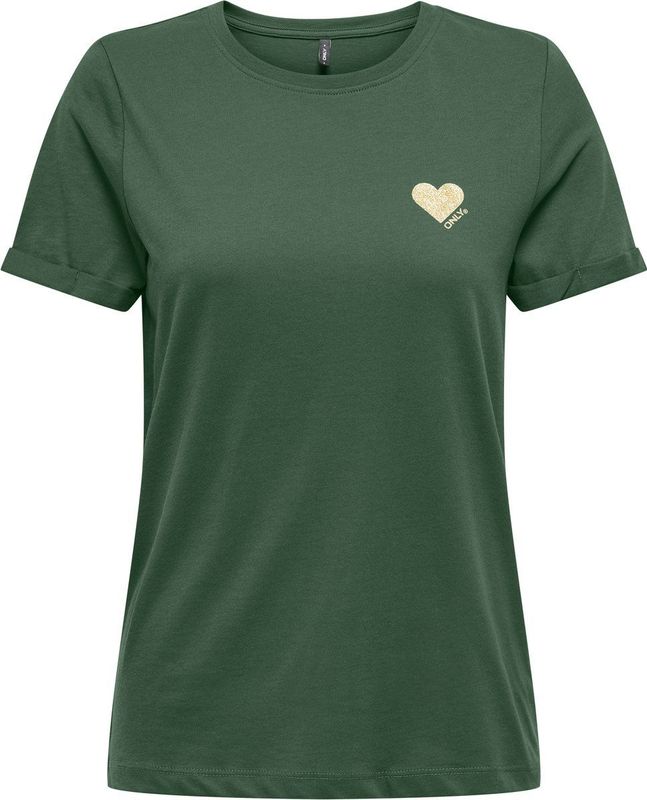 Only - Onlkita Life Top - T-shirt - Pineneedle/Gold Glitt - 100% Katoen