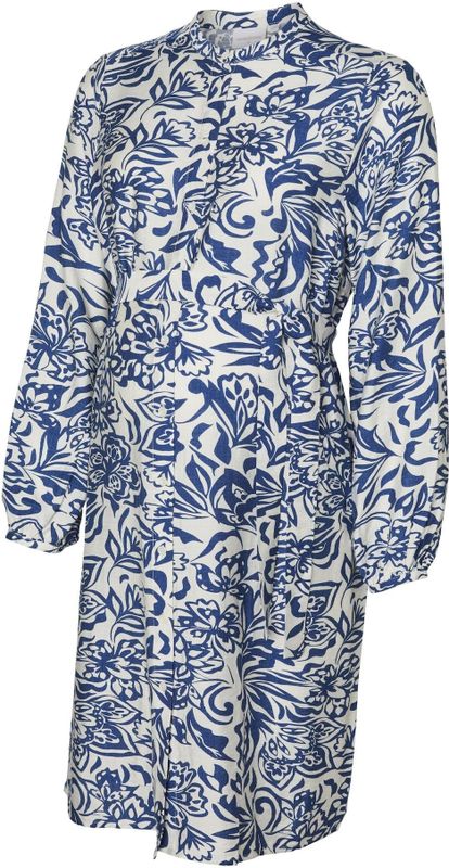 MAMALICIOUS - MLSorilla - Blousejurk - Enziaan/Wolwit - Viscose, Borstvoedingsfunctie