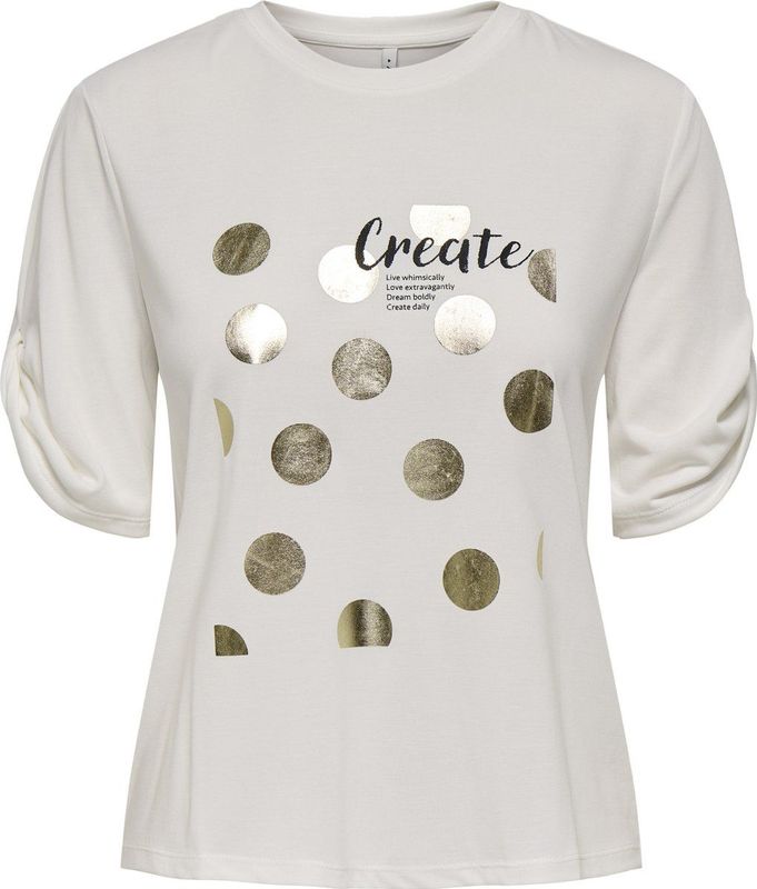 Only - T-shirt - Off-White - 70% Modal 30% Polyester