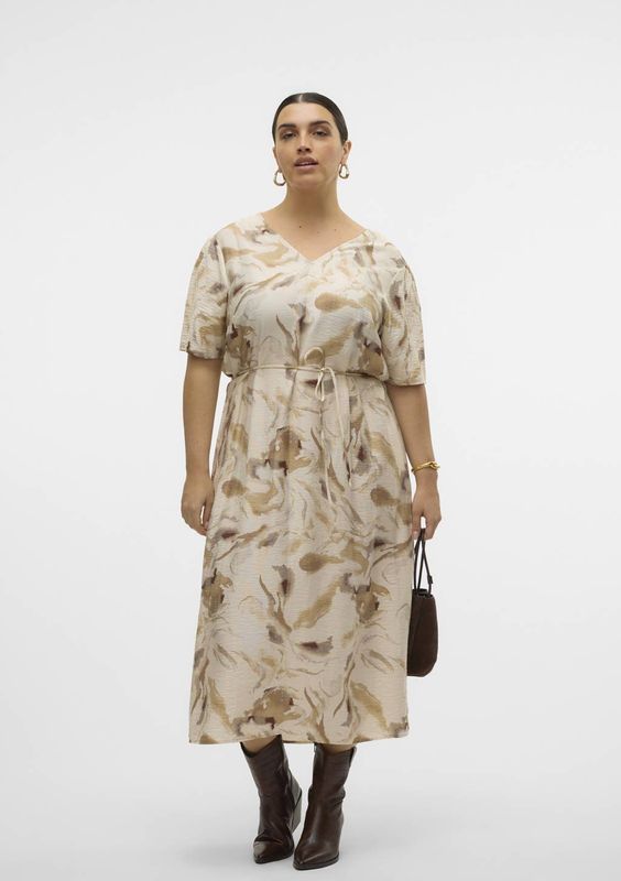 Vmccille - Lange Jurk - Maxi Lengte - Regular Fit - O-hals - 2/4 Mouwen