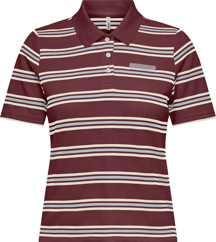Only - Onlevie Polo Top Jrs - T-shirt - Ruby Wine/Starlight - 72% Polyester, 28% Katoen