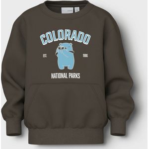 NAME IT - NMMVODER - Sweatshirt - Lichtblauw - Donkerbruin - Wit