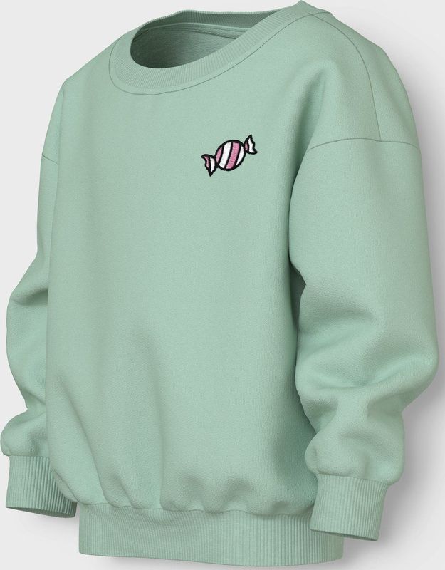 Name It - Nmfvallene Ls RLX - Sweatshirt - Groen - Voor Meisjes