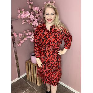 ONLY CARMAKOMA - Jurk - Zwart - Katoen - Overhemdkraag - 3/4 Mouwen