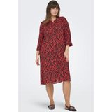 ONLY CARMAKOMA - Jurk - Blauw - Katoen - Overhemdkraag - 3/4 Mouwen