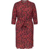 ONLY CARMAKOMA - Jurk - Blauw - Katoen - Overhemdkraag - 3/4 Mouwen