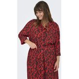 ONLY CARMAKOMA - Jurk - Blauw - Katoen - Overhemdkraag - 3/4 Mouwen