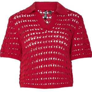 PIECES - Peplum Top - Roze - Katoen en Polyester - Korte Mouwen