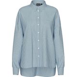 Poplin Blouse - Katoen - Soepelvallende Pasvorm - Lange Mouwen - Blousekraag