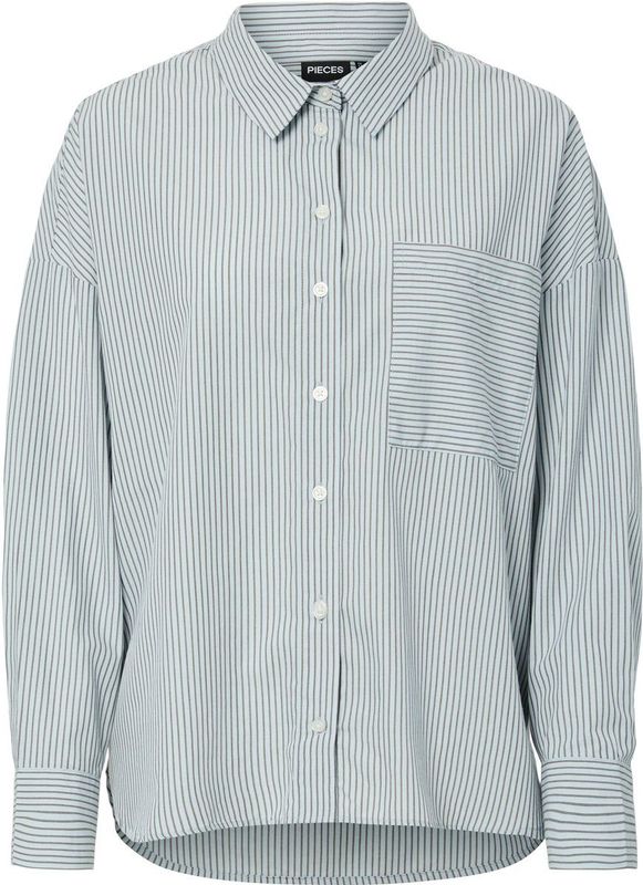 Poplin Blouse - Katoen - Soepelvallende Pasvorm - Lange Mouwen - Blousekraag